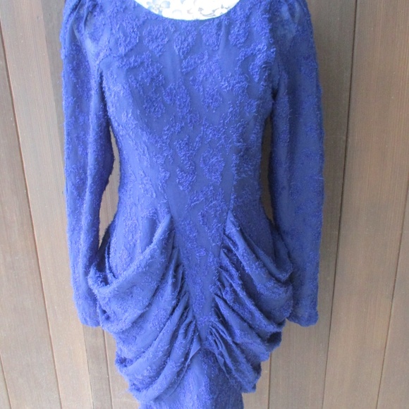 NWT Purple Vtg Inspo Dress S Low Back Gathers Sexy - Picture 2 of 4